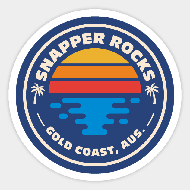 Retro Snapper Rocks Gold Coast Australia Vintage Beach Surf Emblem Sticker by Now Boarding